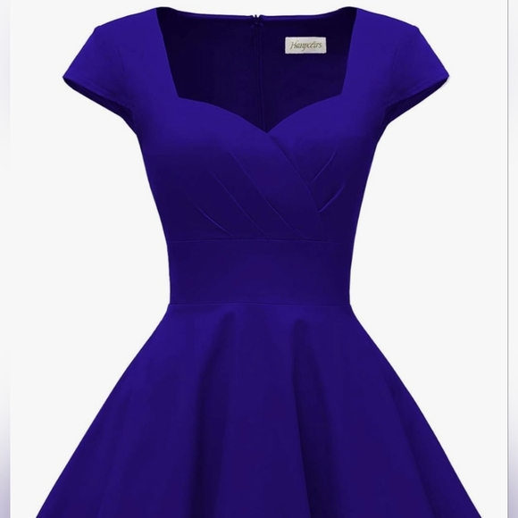 Women's Cap Sleeve 1950s Retro Vintage Cocktail Swing Dresses with Pocket Medium - Picture 3 of 12